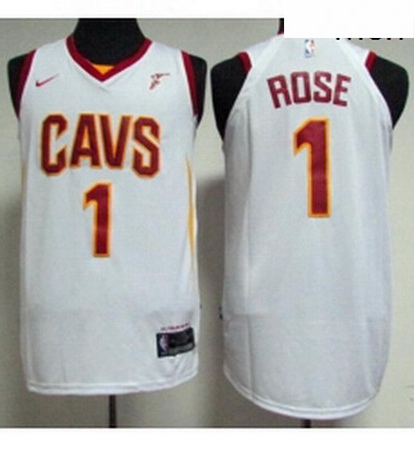 Mens Nike Cleveland Cavaliers 1 Derrick Rose White Stitched NBA Swingman Jersey