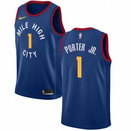 Mens Nike Denver Nuggets 1 Michael Porter Jr Blue NBA Swingman Statement Edition Jersey
