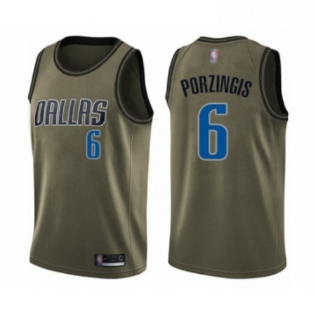 Mens Dallas Mavericks 6 Kristaps Porzingis Swingman Green Salute to Service Basketball Jersey