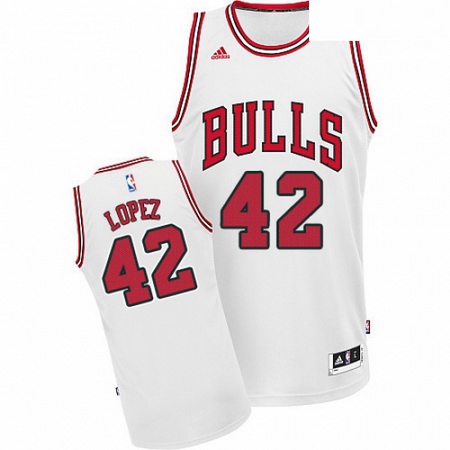 Mens Adidas Chicago Bulls 42 Robin Lopez Swingman White Home NBA