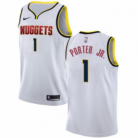 Mens Nike Denver Nuggets 1 Michael Porter Jr White NBA Swingman Association Edition Jersey