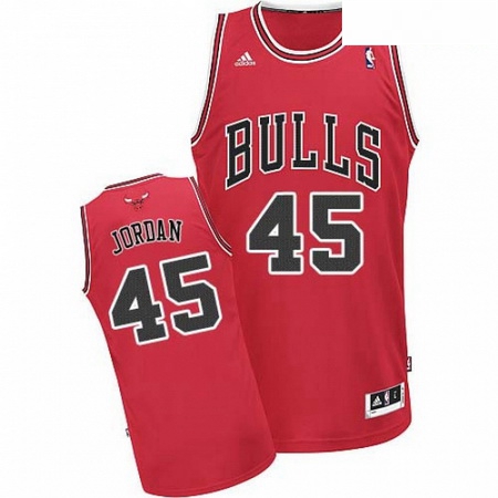 Mens Adidas Chicago Bulls 45 Michael Jordan Swingman Red Road NBA Jersey