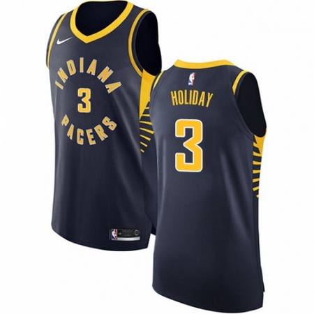 Mens Nike Indiana Pacers 3 Aaron Holiday Authentic Navy Blue NBA Jersey Icon Edition