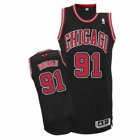 Mens Adidas Chicago Bulls 91 Dennis Rodman Authentic Black Alter