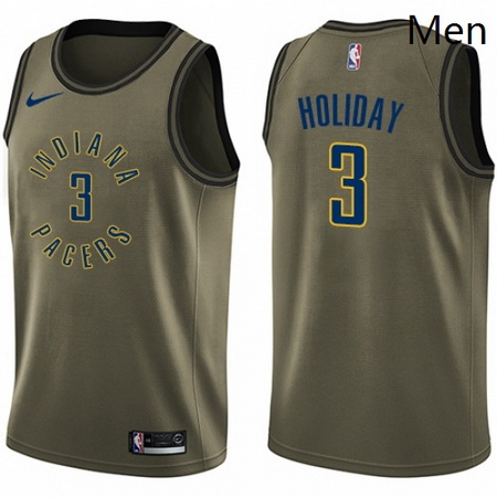 Mens Nike Indiana Pacers 3 Aaron Holiday Swingman Green Salute to Service NBA Jersey