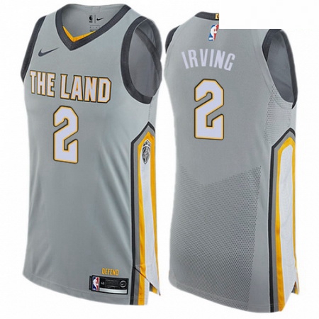 Mens Nike Cleveland Cavaliers 2 Kyrie Irving Authentic Gray NBA Jersey City Edition