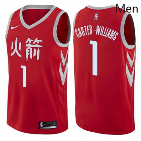 Mens Nike Houston Rockets 1 Michael Carter Williams Swingman Red NBA Jersey City Edition