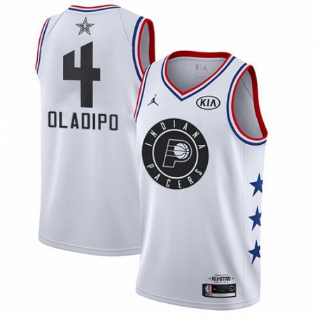 Mens Nike Indiana Pacers 4 Victor Oladipo White NBA Jordan Swingman 2019 All Star Game Jersey