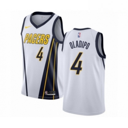 Mens Nike Indiana Pacers 4 Victor Oladipo White Swingman Jersey Earned Edition