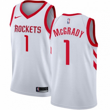 Mens Nike Houston Rockets 1 Tracy McGrady Authentic White Home NBA Jersey Association Edition