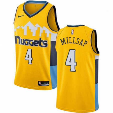 Mens Nike Denver Nuggets 4 Paul Millsap Authentic Gold Alternate