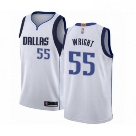 Mens Dallas Mavericks 55 Delon Wright Authentic White Basketball