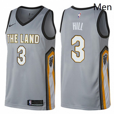 Mens Nike Cleveland Cavaliers 3 George Hill Swingman Gray NBA Jersey City Edition