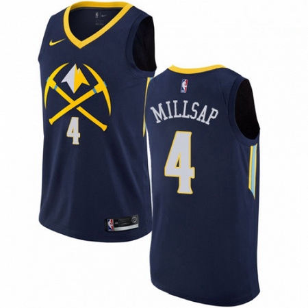 Mens Nike Denver Nuggets 4 Paul Millsap Swingman Navy Blue NBA Jersey City Edition