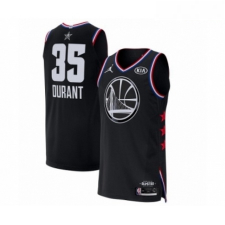 Mens Jordan Golden State Warriors 35 Kevin Durant Authentic Black 2019 All Star Game Basketball Jers