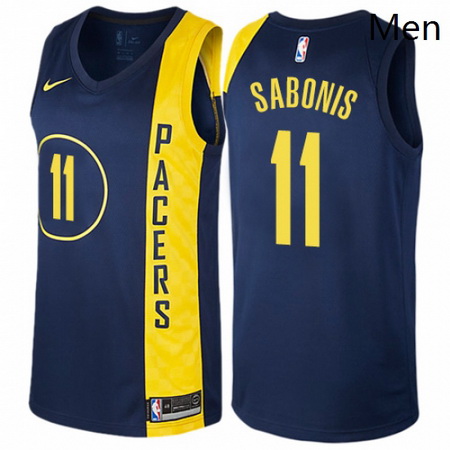 Mens Nike Indiana Pacers 11 Domantas Sabonis Swingman Navy Blue 