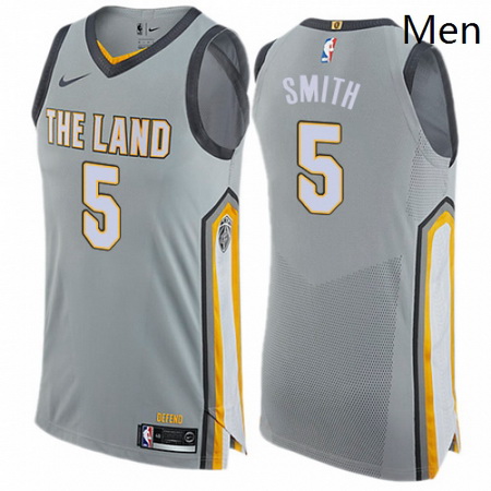 Mens Nike Cleveland Cavaliers 5 JR Smith Authentic Gray NBA Jers