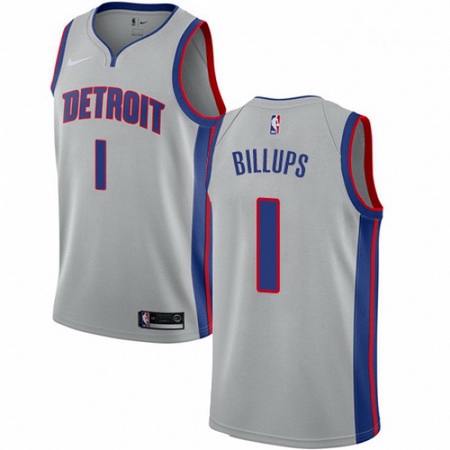 Mens Nike Detroit Pistons 1 Chauncey Billups Swingman Silver NBA Jersey Statement Edition