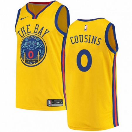 Mens Nike Golden State Warriors 0 DeMarcus Cousins Gold NBA Swingman City Edition Jersey