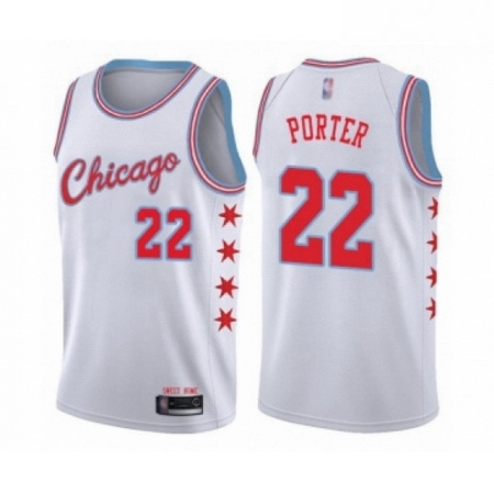 Mens Chicago Bulls 22 Otto Porter Authentic White Basketball Jersey City Edition