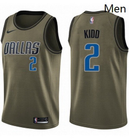 Mens Nike Dallas Mavericks 2 Jason Kidd Green Salute to Service NBA Swingman Jersey