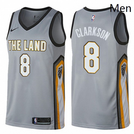Mens Nike Cleveland Cavaliers 8 Jordan Clarkson Swingman Gray NB