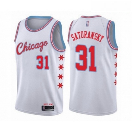 Mens Chicago Bulls 31 Tomas Satoransky Authentic White Basketball Jersey City Edition