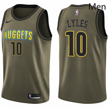 Mens Nike Denver Nuggets 10 Trey Lyles Swingman Green Salute to Service NBA Jersey