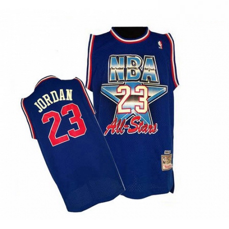 Mens Mitchell and Ness Chicago Bulls 23 Michael Jordan Authentic Blue 1992 All Star Throwback NBA Je