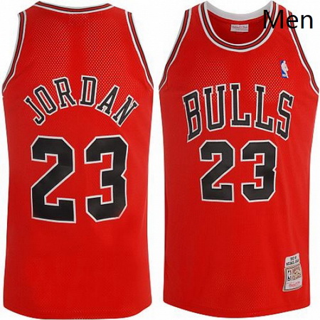 Mens Mitchell and Ness Chicago Bulls 23 Michael Jordan Authentic Red Throwback NBA Jersey