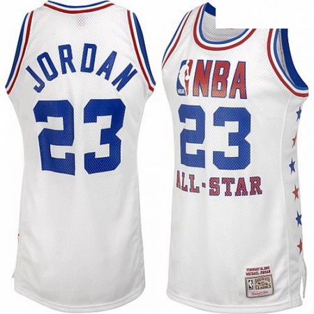 Mens Mitchell and Ness Chicago Bulls 23 Michael Jordan Authentic White 1985 All Star Throwback NBA J