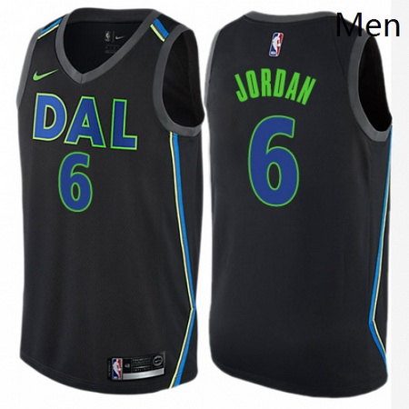 Mens Nike Dallas Mavericks 6 DeAndre Jordan Swingman Black NBA Jersey City Edition