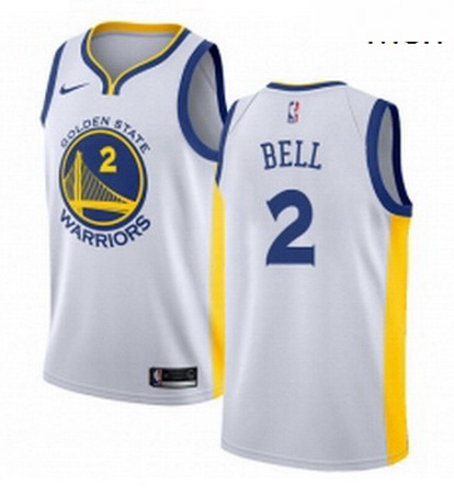 Mens Nike Golden State Warriors 2 Jordan Bell Authentic White Home NBA Jersey Association Edition