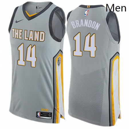 Mens Nike Cleveland Cavaliers 14 Terrell Brandon Authentic Gray NBA Jersey City Edition