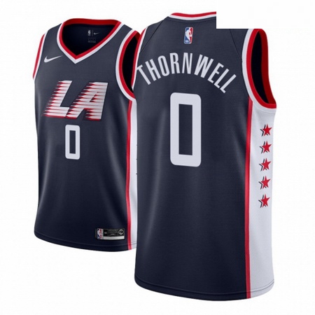 Men NBA 2018 19 Los Angeles Clippers 0 Sindarius Thornwell City Edition Navy Jersey