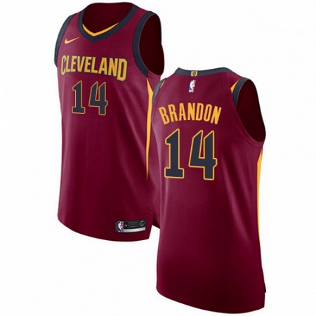 Mens Nike Cleveland Cavaliers 14 Terrell Brandon Authentic Maroon Road NBA Jersey Icon Edition