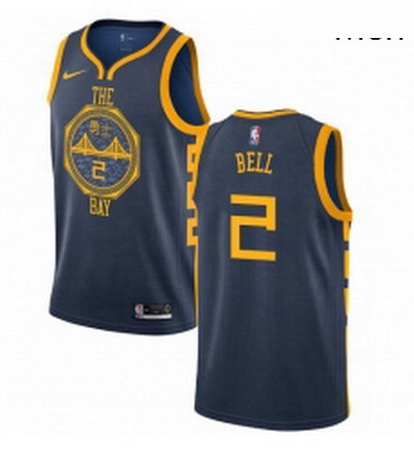 Mens Nike Golden State Warriors 2 Jordan Bell Swingman Navy Blue NBA Jersey City Edition