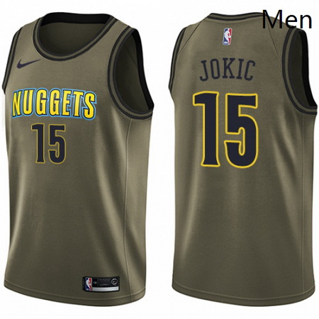 Mens Nike Denver Nuggets 15 Nikola Jokic Swingman Green Salute to Service NBA Jersey