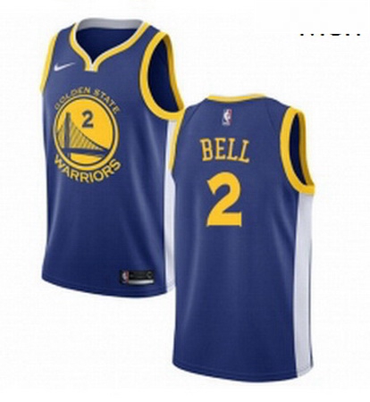 Mens Nike Golden State Warriors 2 Jordan Bell Swingman Royal Blue Road NBA Jersey Icon Edition