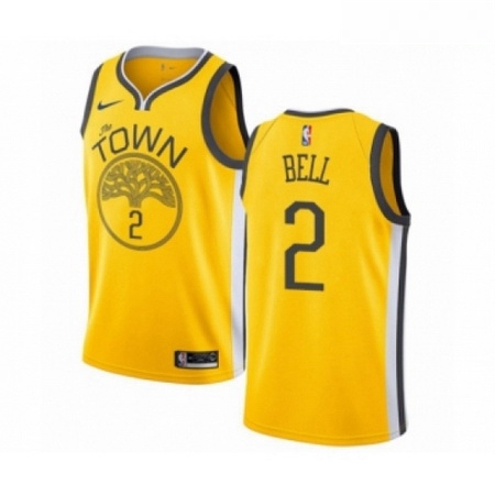 Mens Nike Golden State Warriors 2 Jordan Bell Yellow Swingman Jersey Earned Edition