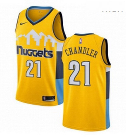 Mens Nike Denver Nuggets 21 Wilson Chandler Authentic Gold Alternate NBA Jersey Statement Edition