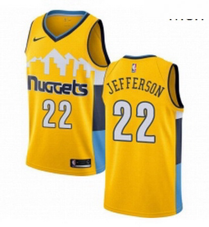 Mens Nike Denver Nuggets 22 Richard Jefferson Authentic Gold Alternate NBA Jersey Statement Edition