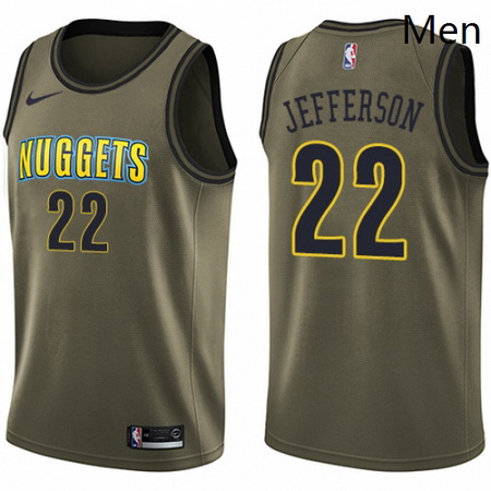 Mens Nike Denver Nuggets 22 Richard Jefferson Swingman Green Salute to Service NBA Jersey