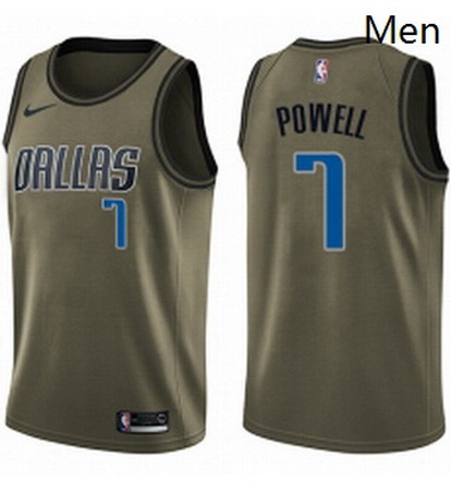 Mens Nike Dallas Mavericks 7 Dwight Powell Swingman Green Salute to Service NBA Jersey