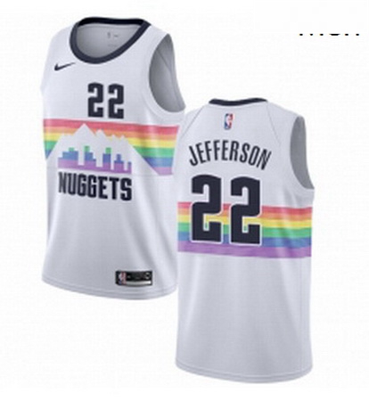 Mens Nike Denver Nuggets 22 Richard Jefferson Swingman White NBA Jersey City Edition