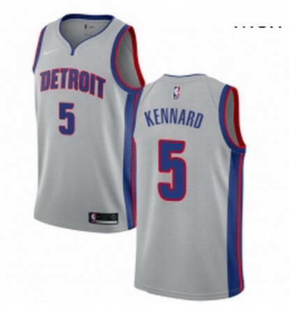 Mens Nike Detroit Pistons 5 Luke Kennard Authentic Silver NBA Jersey Statement Edition