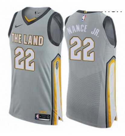 Mens Nike Cleveland Cavaliers 22 Larry Nance Jr Authentic Gray NBA Jersey City Edition