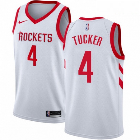 Mens Nike Houston Rockets 4 PJ Tucker Authentic White Home NBA Jersey Association Edition