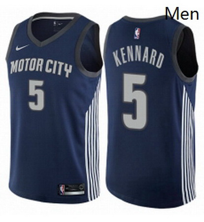 Mens Nike Detroit Pistons 5 Luke Kennard Swingman Navy Blue NBA Jersey City Edition