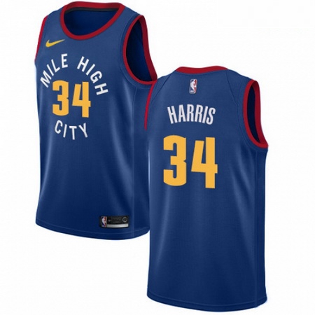 Mens Nike Denver Nuggets 34 Devin Harris Authentic Light Blue Alternate NBA Jersey Statement Edition